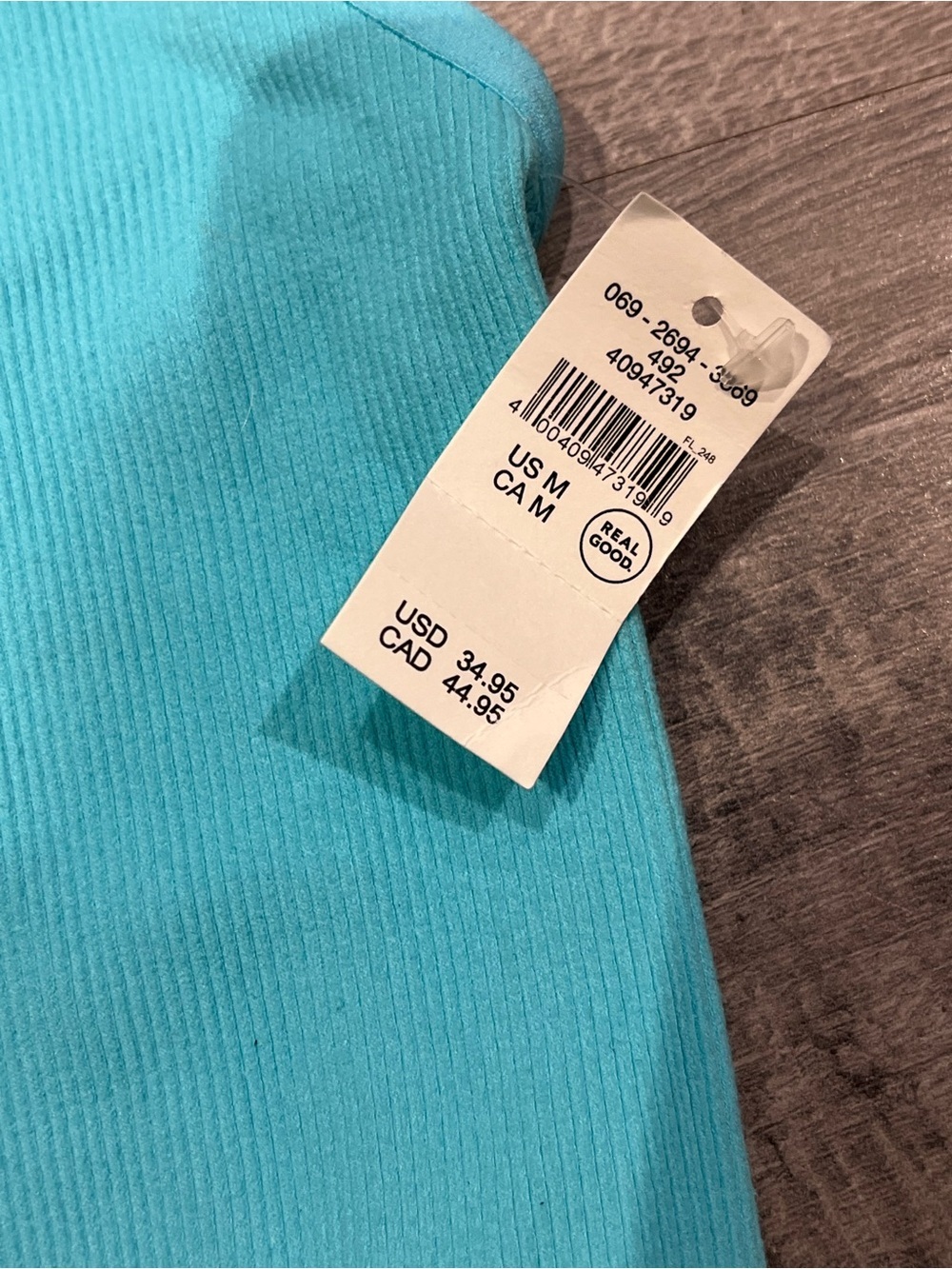 aerie Turquoise Ribbed Tank/Bralette Top - Picture 4 of 4